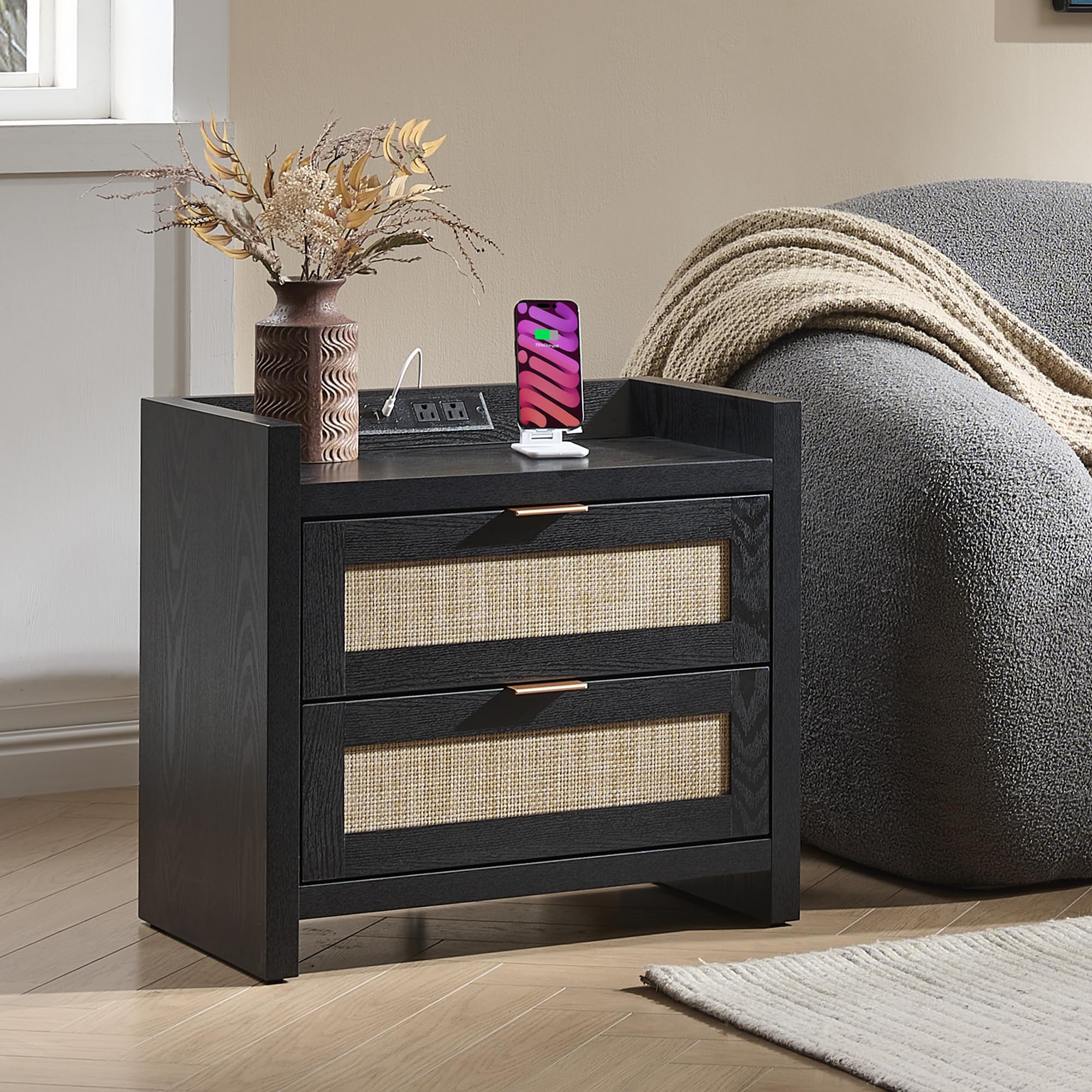 Amazon.com: SICOTAS Rattan Night Stand Bedside Table : Nightstand